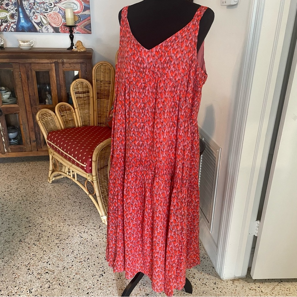 JOIE Red Print Sleeveless Maxi DRESS! Fully lined! Good condition! Lg - Picture 2 of 11